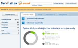 Centrum.sk kapacita schránok