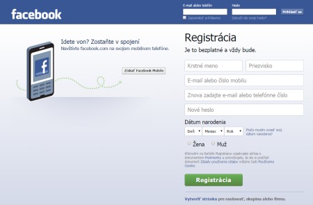 Facebook home page