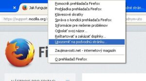 Podvodná stránka nahlásená vo Firefox