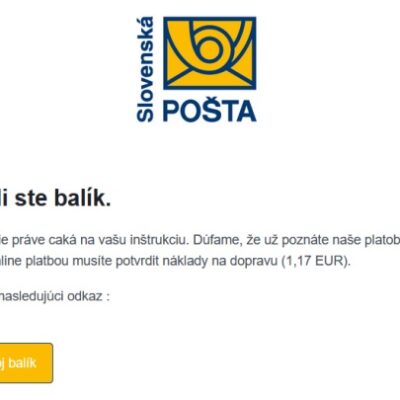 Slovenská pošta, falošná výzva na úhradu