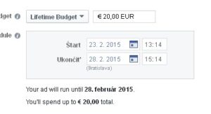 Dátum na reklame Facebook
