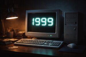 Starý počítač v roku 1999 čakajúci na rok 2000