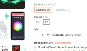 Výber odosielateľa na banggood